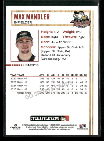 2026 Tri City Valleycats Max Mandler