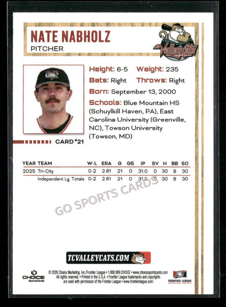 2026 Tri City Valleycats Nate Nabholz