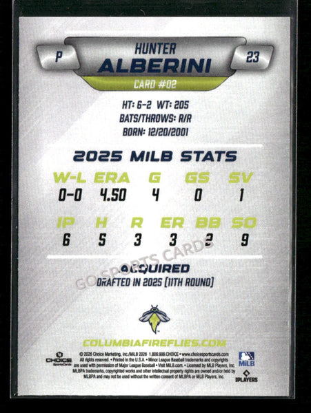 2026 Columbia Fireflies Hunter Alberini