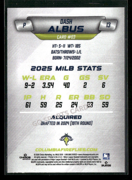 2026 Columbia Fireflies Dash Albus