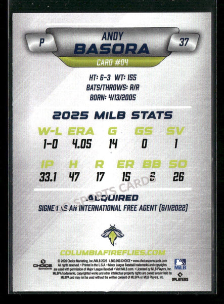 2026 Columbia Fireflies Andy Basora