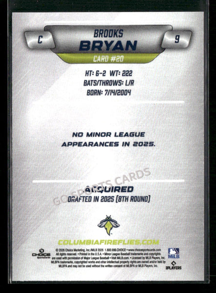 2026 Columbia Fireflies Brooks Bryan