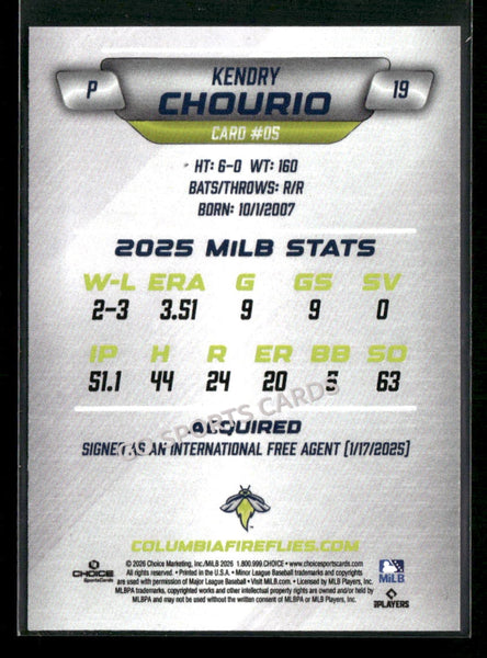 2026 Columbia Fireflies Kendry Chourio