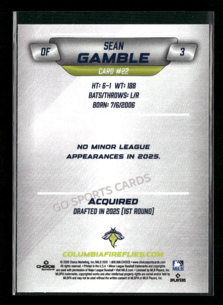 2026 Columbia Fireflies Sean Gamble