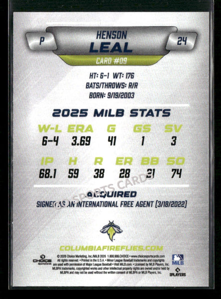2026 Columbia Fireflies Henson Leal