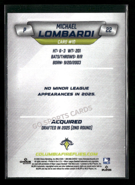 2026 Columbia Fireflies Michael Lombardi