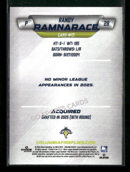 2026 Columbia Fireflies Randy Ramnarace