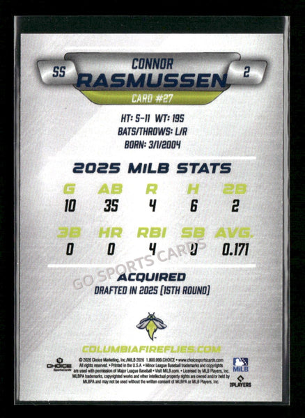2026 Columbia Fireflies Connor Rasmussen