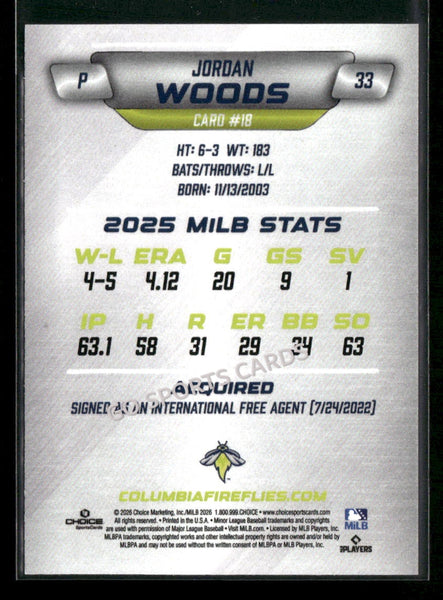 2026 Columbia Fireflies Jordan Woods