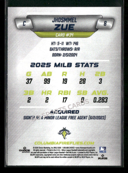 2026 Columbia Fireflies Jhosmmel Zue