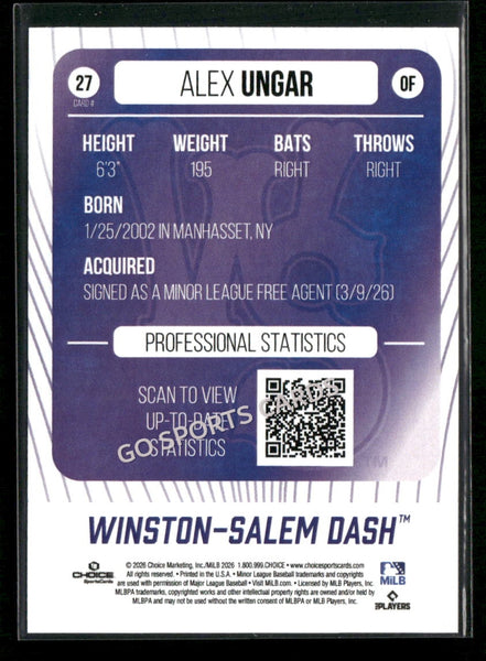 2026 Winston Salem Dash Alex Ungar
