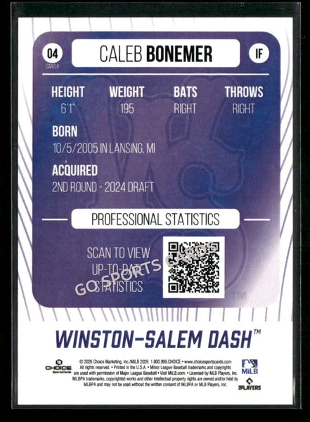2026 Winston Salem Dash Caleb Bonemer