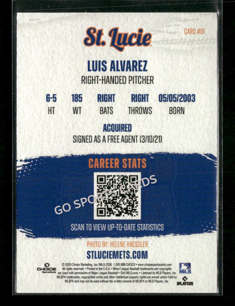 2026 St Lucie Mets Luis Alvarez