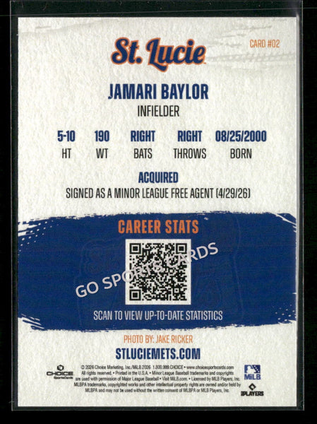 2026 St Lucie Mets Jamari Baylor