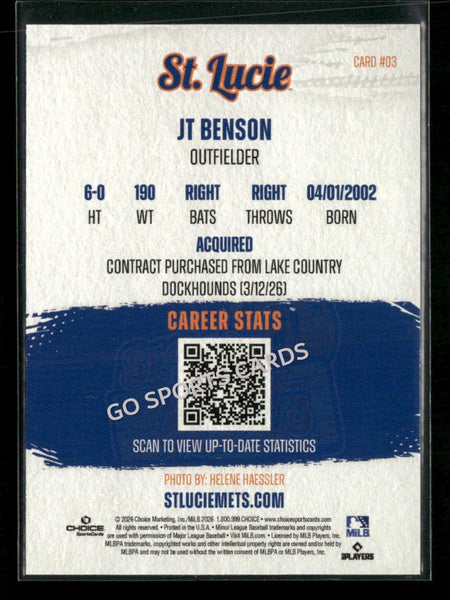 2026 St Lucie Mets JT Benson