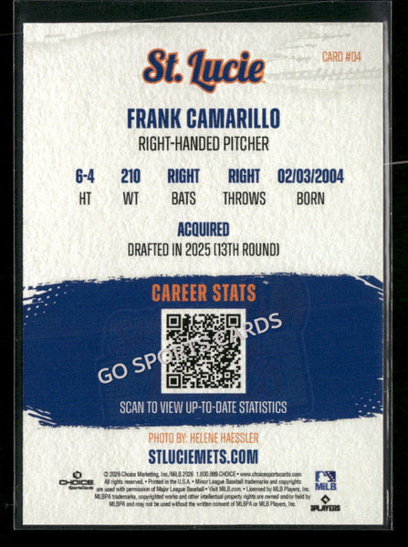 2026 St Lucie Mets Frank Camarillo