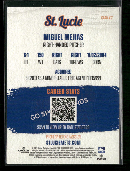 2026 St Lucie Mets Miguel Mejias