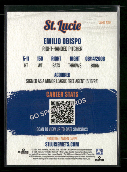 2026 St Lucie Mets Emilio Obispo