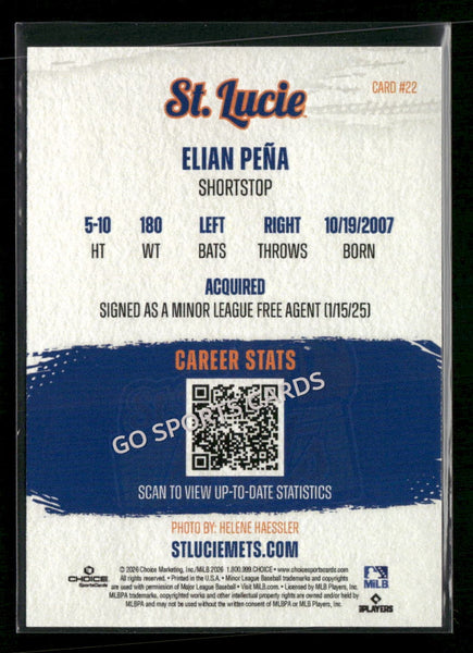 2026 St Lucie Mets Elian Pena