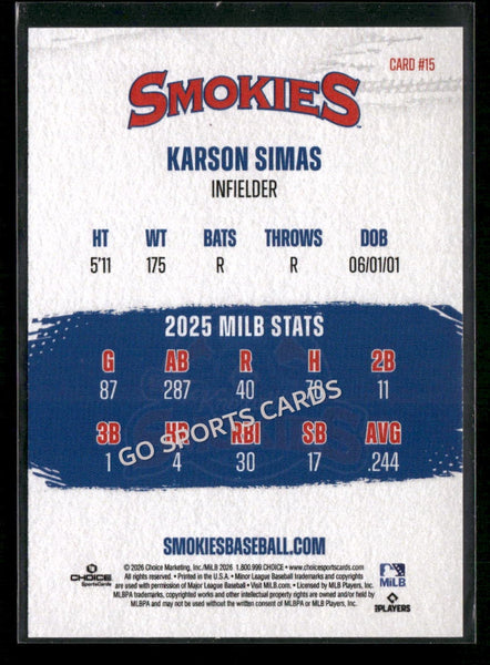 2026 Knoxville Smokies Karson Simas