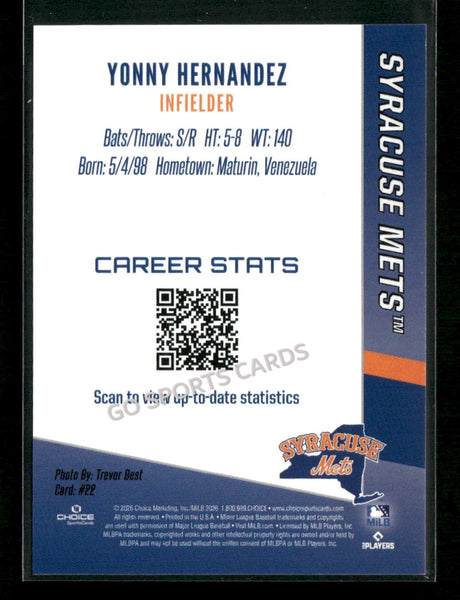 2026 Syracuse Mets Yonny Hernandez
