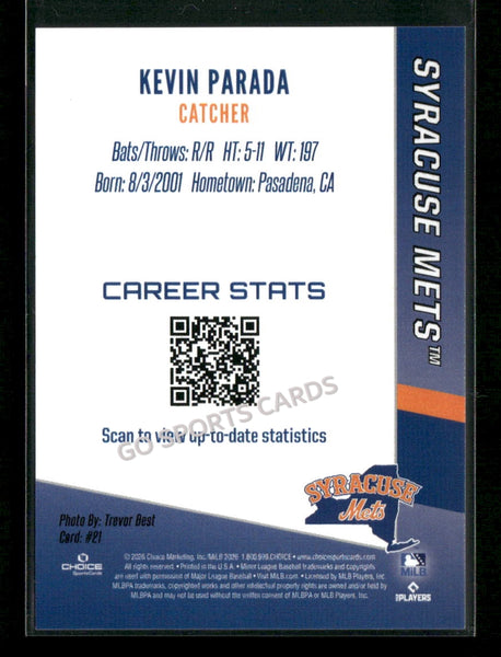2026 Syracuse Mets Kevin Parada