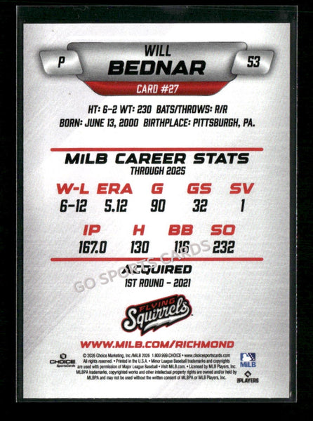 2026 Richmond Flying Squirrels Will Bednar