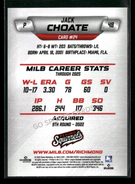2026 Richmond Flying Squirrels Jack Choate
