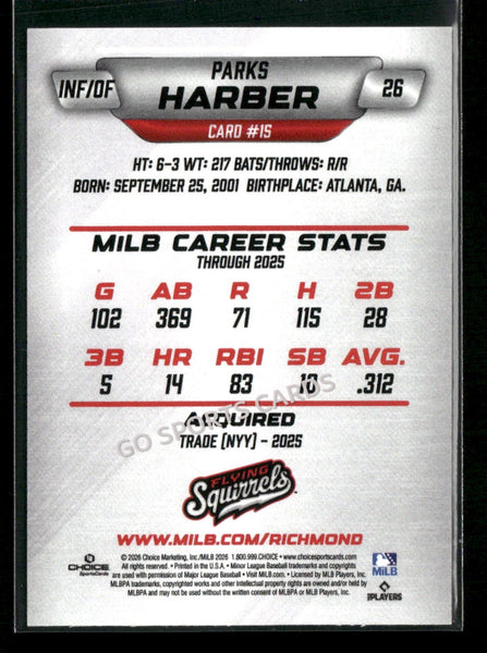 2026 Richmond Flying Squirrels Parks Harber