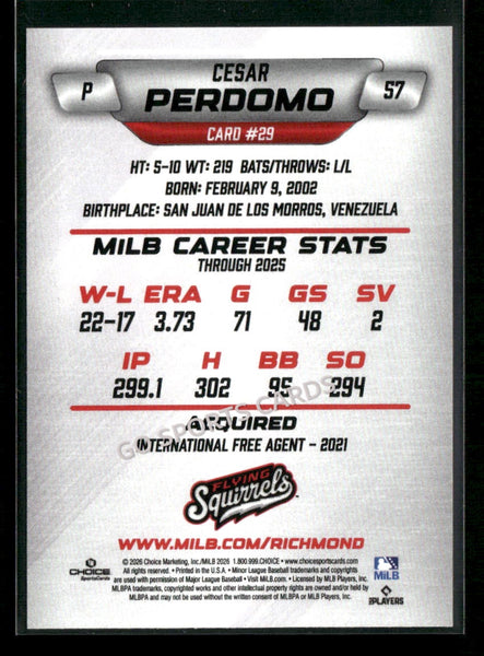 2026 Richmond Flying Squirrels Cesar Perdomo