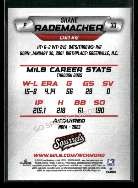 2026 Richmond Flying Squirrels Shane Rademacher