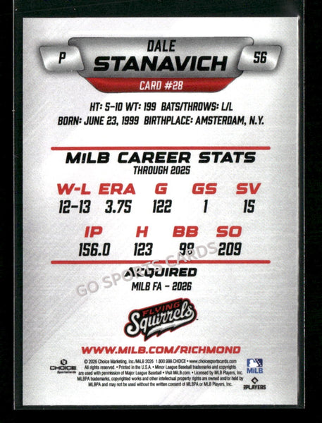 2026 Richmond Flying Squirrels Dale Stanavich