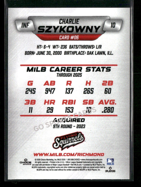 2026 Richmond Flying Squirrels Charlie Szykowny