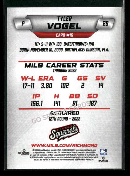 2026 Richmond Flying Squirrels Tyler Vogel