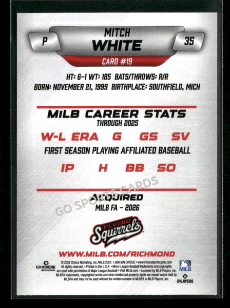2026 Richmond Flying Squirrels Mitch White