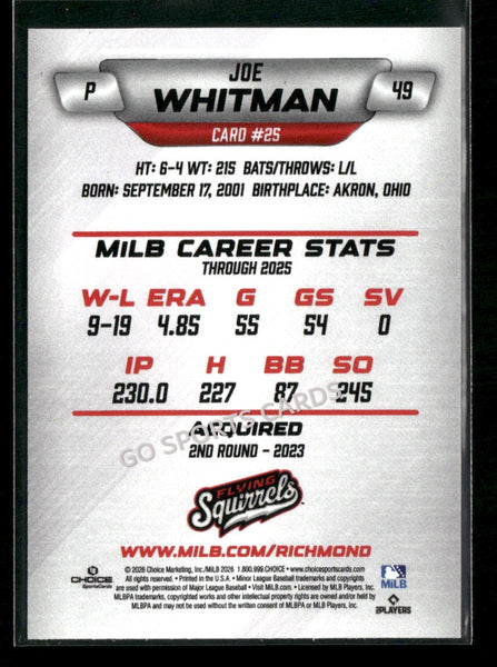 2026 Richmond Flying Squirrels Joe Whitman