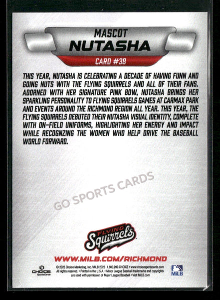 2026 Richmond Flying Squirrels Nutasha Mascot