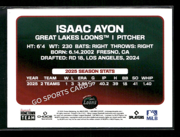 2026 Great Lakes Loons Isaac Ayon