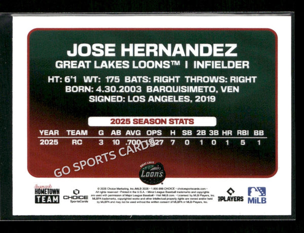 2026 Great Lakes Loons Jose D Hernandez
