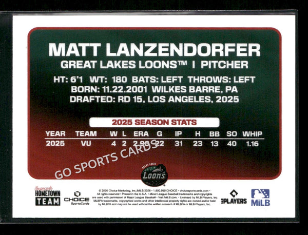 2026 Great Lakes Loons Matt Lanzendorfer
