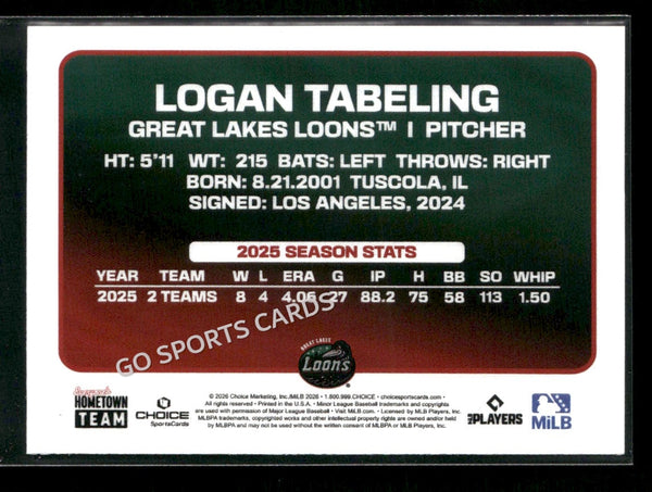 2026 Great Lakes Loons Logan Tabeling