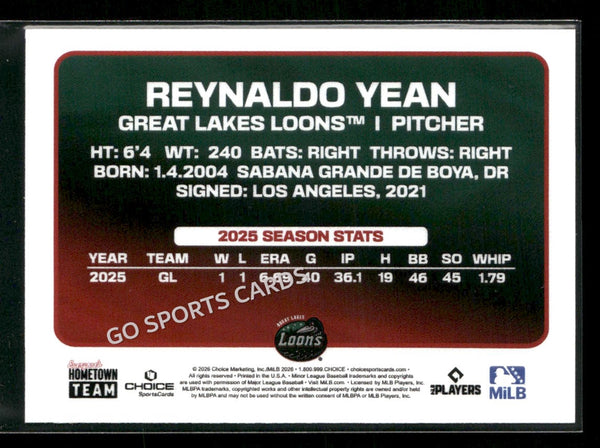 2026 Great Lakes Loons Reynaldo Yean