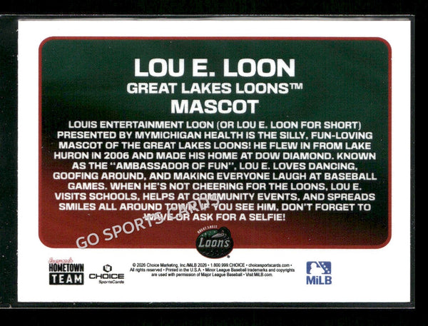 2026 Great Lakes Loons Lou E Loon Mascot