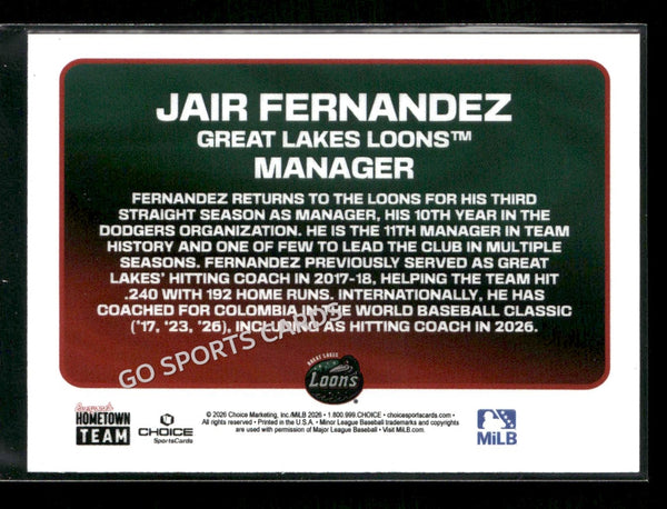 2026 Great Lakes Loons Jair Fernandez