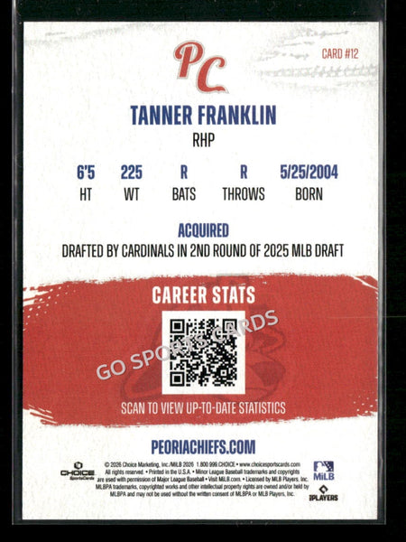 2026 Peoria Chiefs Tanner Franklin