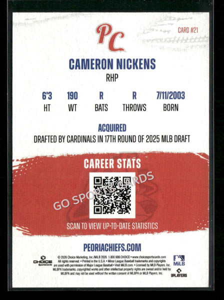 2026 Peoria Chiefs Cameron Nickens