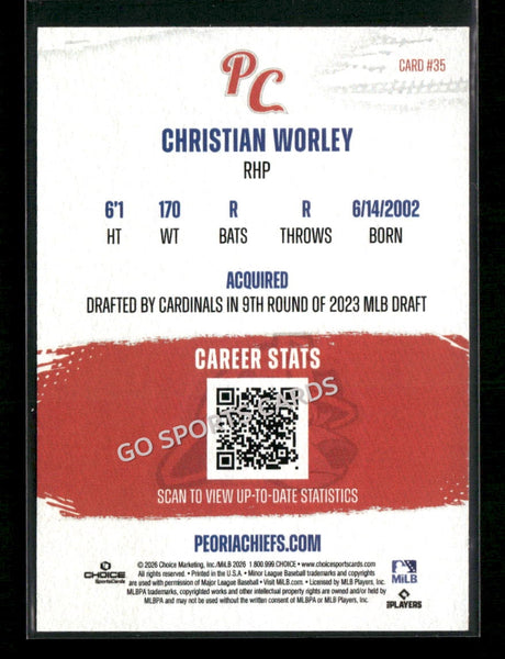 2026 Peoria Chiefs Christian Worley