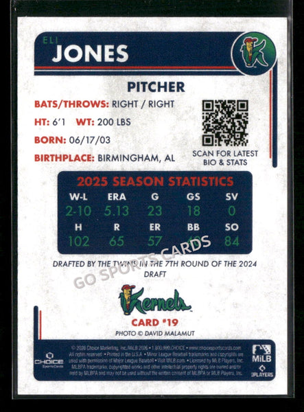 2026 Cedar Rapids Kernels Eli Jones