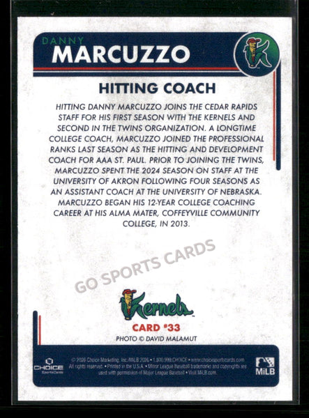 2026 Cedar Rapids Kernels Danny Marcuzzo