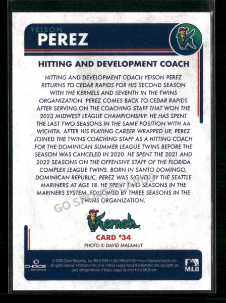 2026 Cedar Rapids Kernels Yeison Perez